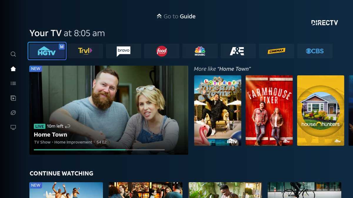 DirecTV app home screen