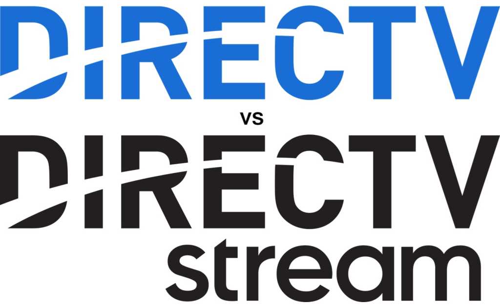 DirecTV logo and DirecTV Stream logo, with "vs" in between them.