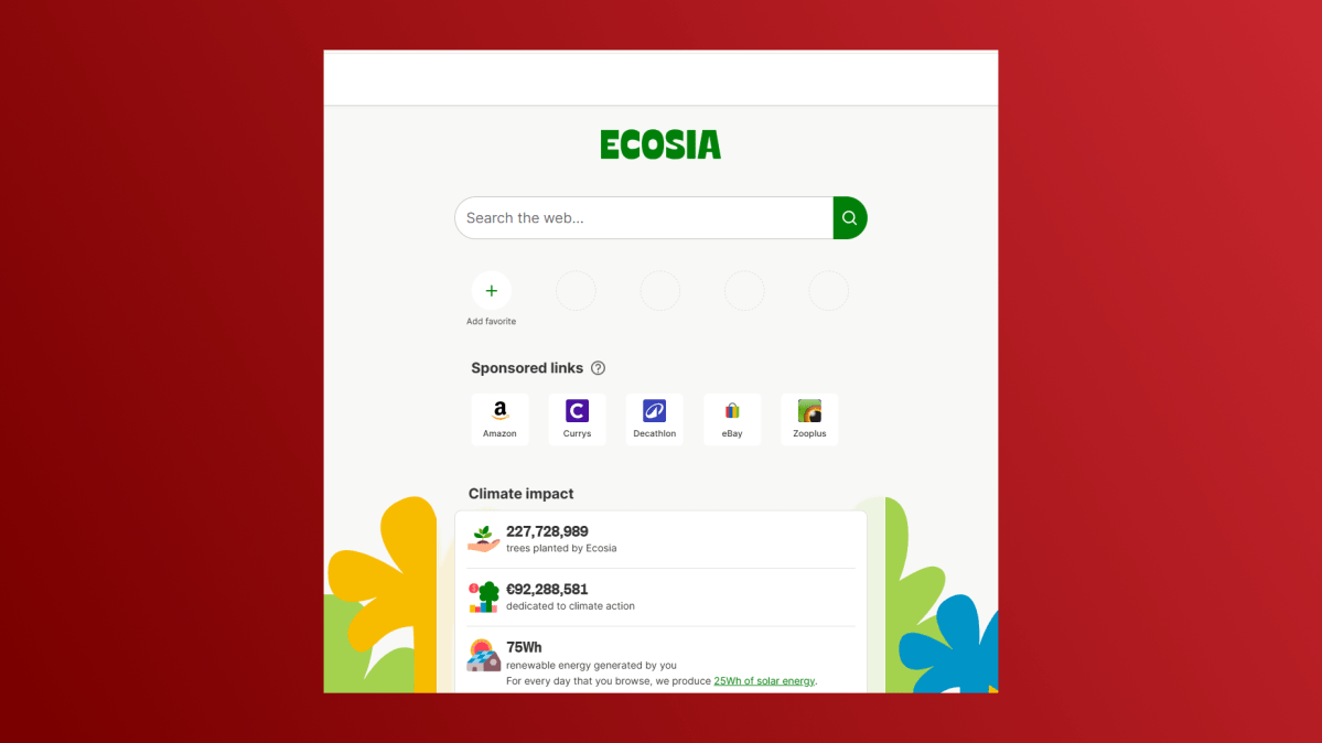 Ecosia web browser search bar screenshot