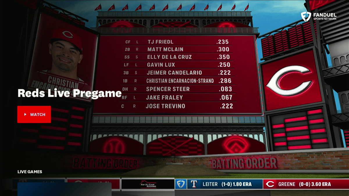 FanDuel Sports Network home screen