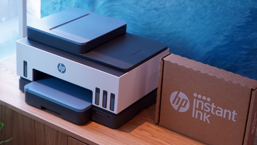 HP printer with "instant ink" box